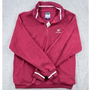 Vtg Big Dogs Polar Dogs Mens Large True Red 1/2 Zip Fleece Pullover Sweater NWT